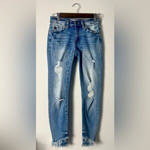 Kan Can Women's Mid Rise Ankle Skinny Jean 3/25